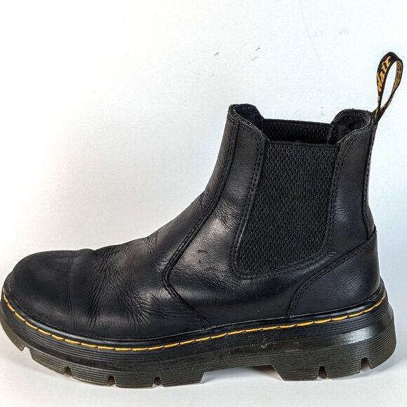 Mens Size 6 Dr. Martens Audrick Black Nappa Lux Leather Platform Chelsea Boots